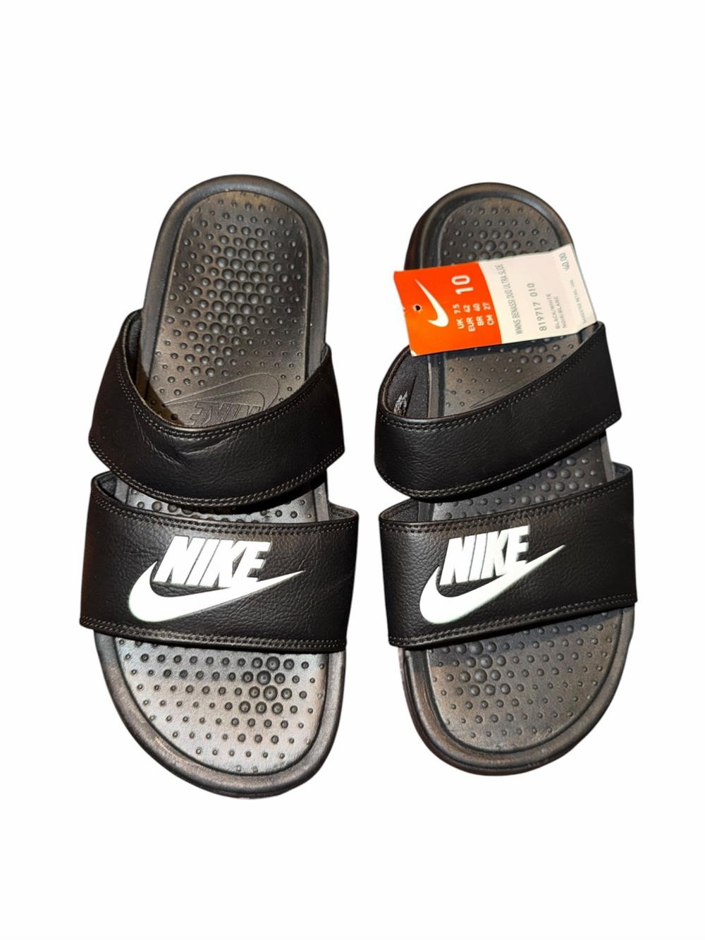 Nike Benassi Duo Ultra Slide Sandals Black/White Women’s Size 10 NWT